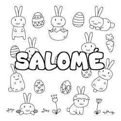 Coloriage pr&eacute;nom SALOM&Eacute; - d&eacute;cor Paques