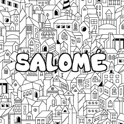 Coloriage pr&eacute;nom SALOM&Eacute; - d&eacute;cor Ville