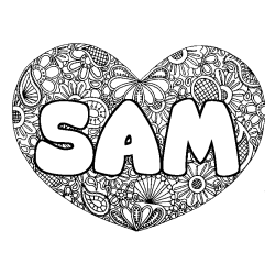 Coloriage SAM - d&eacute;cor Mandala coeur