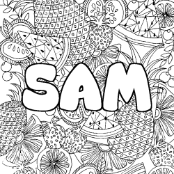 Coloriage SAM - d&eacute;cor Mandala fruits
