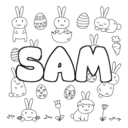 Coloriage SAM - d&eacute;cor Paques