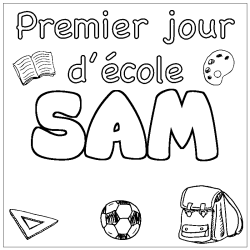 Coloriage SAM - d&eacute;cor Premier jour d'&eacute;cole