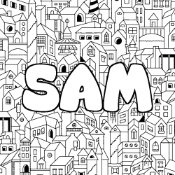 Coloriage SAM - d&eacute;cor Ville