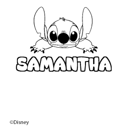 Coloriage pr&eacute;nom SAMANTHA - d&eacute;cor Stitch