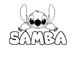 Coloriage prénom SAMBA - décor Stitch