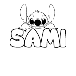 Coloriage prénom SAMI - décor Stitch