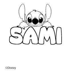 Coloriage pr&eacute;nom SAMI - d&eacute;cor Stitch