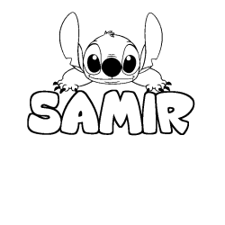 Coloriage prénom SAMIR - décor Stitch