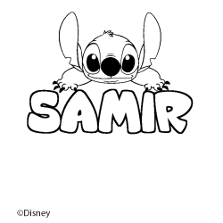 Coloriage pr&eacute;nom SAMIR - d&eacute;cor Stitch