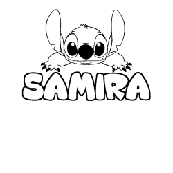 Coloriage prénom SAMIRA - décor Stitch