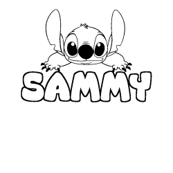 Coloriage prénom SAMMY - décor Stitch