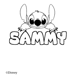 Coloriage pr&eacute;nom SAMMY - d&eacute;cor Stitch