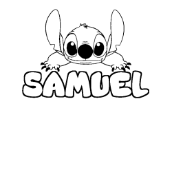 Coloriage prénom SAMUEL - décor Stitch