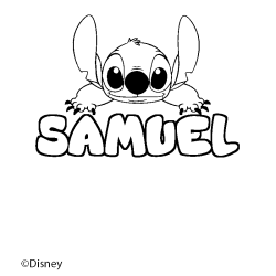 Coloriage pr&eacute;nom SAMUEL - d&eacute;cor Stitch
