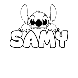 Coloriage prénom SAMY - décor Stitch