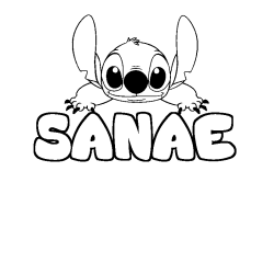Coloriage prénom SANAE - décor Stitch