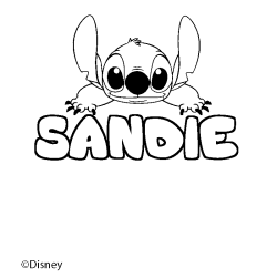 Coloriage pr&eacute;nom SANDIE - d&eacute;cor Stitch
