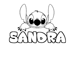 Coloriage prénom SANDRA - décor Stitch