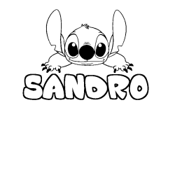 Coloriage prénom SANDRO - décor Stitch