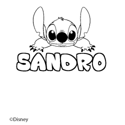 Coloriage pr&eacute;nom SANDRO - d&eacute;cor Stitch