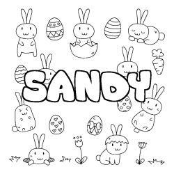 Coloriage pr&eacute;nom SANDY - d&eacute;cor Paques