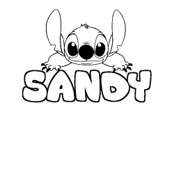 Coloriage prénom SANDY - décor Stitch