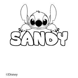 Coloriage pr&eacute;nom SANDY - d&eacute;cor Stitch