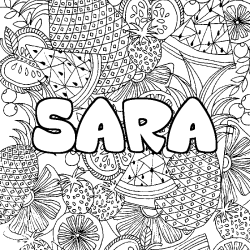 Coloriage prénom SARA - décor Mandala fruits