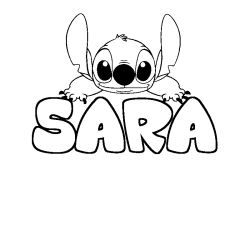 Coloriage prénom SARA - décor Stitch