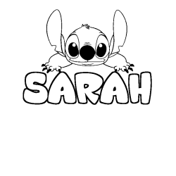 Coloriage prénom SARAH - décor Stitch
