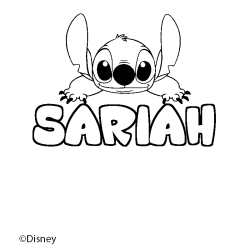 Coloriage pr&eacute;nom SARIAH - d&eacute;cor Stitch