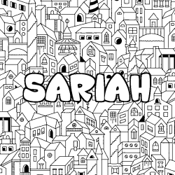 Coloriage pr&eacute;nom SARIAH - d&eacute;cor Ville