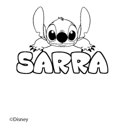 Coloriage pr&eacute;nom SARRA - d&eacute;cor Stitch