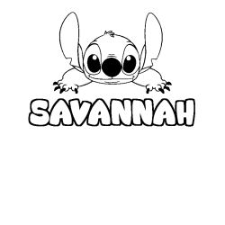 Coloriage prénom SAVANNAH - décor Stitch