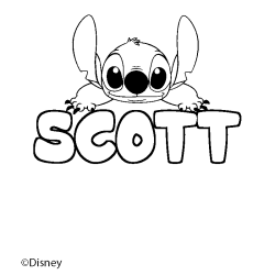 Coloriage pr&eacute;nom SCOTT - d&eacute;cor Stitch