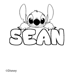 Coloriage pr&eacute;nom SEAN - d&eacute;cor Stitch