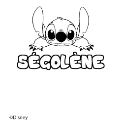 Coloriage pr&eacute;nom S&Eacute;GOL&Egrave;NE - d&eacute;cor Stitch