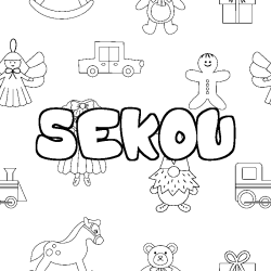 Coloriage prénom SEKOU - décor Jouets