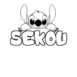 Coloriage prénom SEKOU - décor Stitch