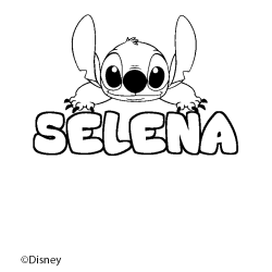 Coloriage pr&eacute;nom SELENA - d&eacute;cor Stitch