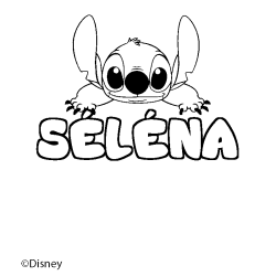 Coloriage pr&eacute;nom S&Eacute;L&Eacute;NA - d&eacute;cor Stitch