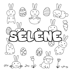 Coloriage pr&eacute;nom S&Eacute;L&Egrave;NE - d&eacute;cor Paques