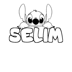 Coloriage prénom SELIM - décor Stitch