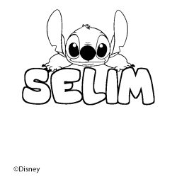 Coloriage pr&eacute;nom SELIM - d&eacute;cor Stitch