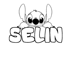 Coloriage prénom SELIN - décor Stitch