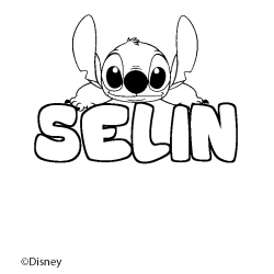 Coloriage pr&eacute;nom SELIN - d&eacute;cor Stitch
