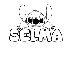 Coloriage prénom SELMA - décor Stitch