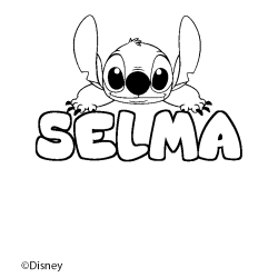 Coloriage pr&eacute;nom SELMA - d&eacute;cor Stitch