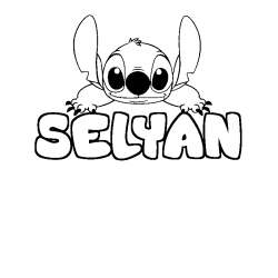 Coloriage prénom SELYAN - décor Stitch