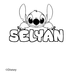 Coloriage pr&eacute;nom SELYAN - d&eacute;cor Stitch